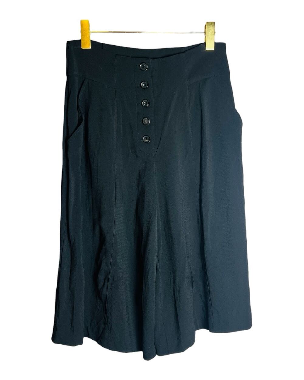 A.L.C. Black Crepe High Rise Button Front Wide Leg Culottes Pants Size 4